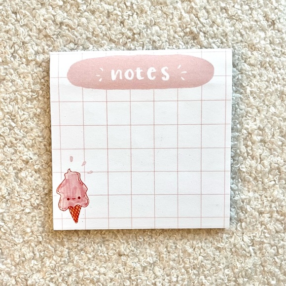Handmade | Office | White Pink Grid Cotton Candy Kawaii Sticky Notes ...